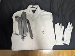 GENTRIND ホワイトフォーマルシャツ サスペンダー付き