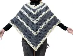 手編み　ハンドメイド　ポンチョ