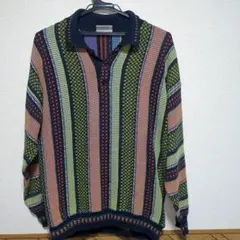 monello 多色ストライプ　ポロニット　セーター　イタリア製　マルチカラー