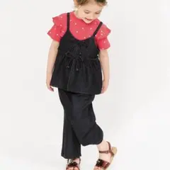 【アプレレクール】 リボンビスチェ&フリルタックパンツ2Pセット ブラック 90