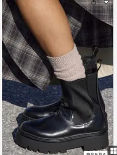 H&M レザー サイドゴア ショートブーツ