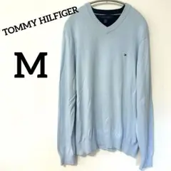 【訳あり特価】TOMMY HILFIGER ライトブルー Vネックセーター M