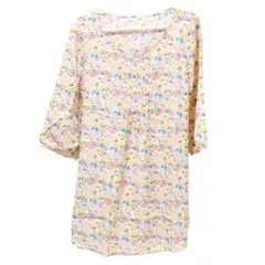 新品 ミニワンピース M チュニック 花柄 レディース 薄手 オフホワイト