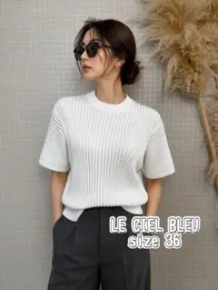 266⑫ LE CIEL BLEU Sheer ストライプ ニット size36のサムネイル