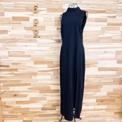 【ザラ】ロング デニム ノースリーブ ワンピース ロング スリット XL 紺