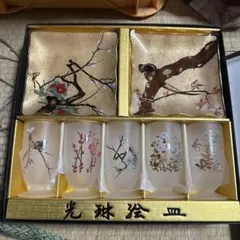 尾形光琳絵ガラスグラス銘々皿 5客セット
