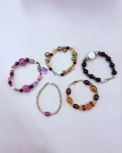 カラフルビーズブレスレット5点セット