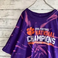 NCAA クレムソン大学 タイガース Tシャツ ブリーチ タイダイ パープル 紫