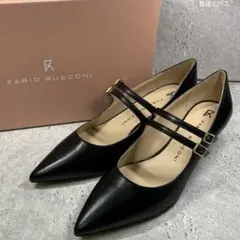 極美品】ファビオルスコーニ エナメル ポインテッドトゥ パンプス 黒