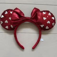 ディズニー カチューシャ 赤 スパンコール ミニー