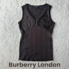 ハイライン 高級 バーバリーロンドン ノースリーブシャツ フリル ロゴ刺繍