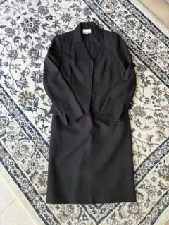 EMMAJAMESレディーススーツ2点黒ラメ入り11号入学式セレモニー美品