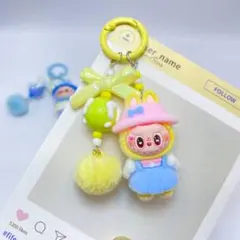 labubuラブブ可愛いキャラクター キーホルダー ポンポン付き