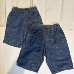 デニムブルー キッズハーフパンツセット 150 130