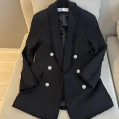 【超美品】ZARA ツイードジャケット ダブル ビジューボタン