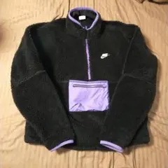 NIKE 양털 재킷 하프 Zip 블랙 퍼플 S