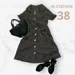ワンピース 水玉 ドット柄 38 M-STATION フェミニン M 可愛い