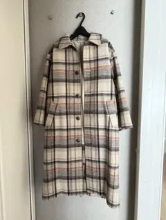 【Mila Owen】チェック柄ロングコート ウエストベルト付き