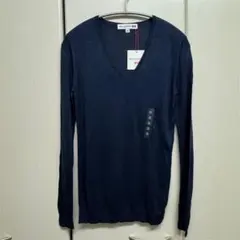 新品 ユニクロ×イネス シルクブレンド Vネックニット M 青