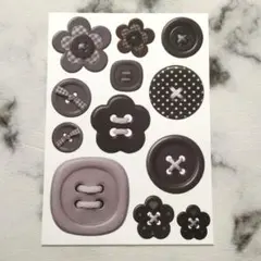teatime様 素材シート コラージュシート　ダイカット黒のボタン