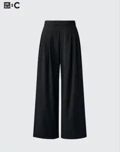 ユニクロ　感動タックワイドパンツ　ブラック　L 裾上げ済