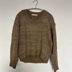 Spick and Span ベージュブラウン 長袖ニットセーター　丈短め