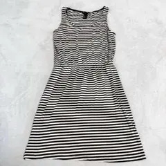 H&M ボーダー ノースリーブワンピース ブラック×ホワイト
