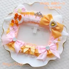 名札 B7 硬質ケース クリップ付 猫耳 オレンジ ピンク レースデコ N243