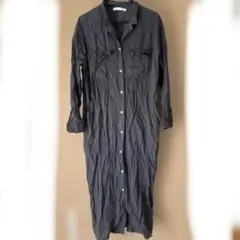 ダークグレー 長袖シャツワンピース American HOLIC