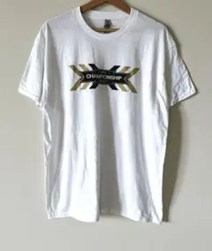 ギルダン プリントTシャツ クルーネック 半袖 ロゴ L 白 綿混 デイリー