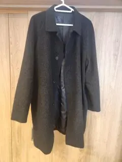 【美品】無印良品 ウール混ラグランコート チャコールグレー メンズL