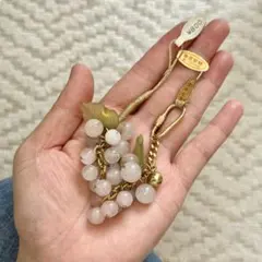 紅水晶　ローズクォーツ　天然石　ブドウ型キーホルダー　ストラップ　2個セット