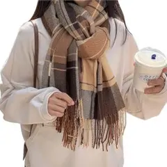 チェック柄マフラー ブラウン系