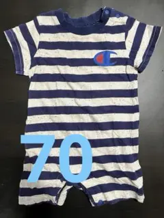 70 チャンピオン champion 半袖 ロンパース ショートオール ボーダー