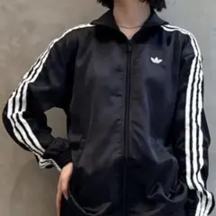 新品　adidas サテンファイヤーバード フリルトラックトップ黒　Mアディダス