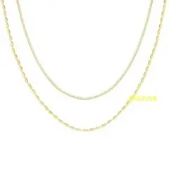 ネックレス 二連 ボールチェーン ゴールド サージカルステンレス 新品 オシャレ