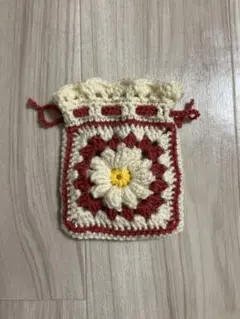 ハンドメイド　花モチーフ巾着袋