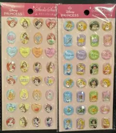 新品　セリア　Disney Princess ストーンシール　2点　シール　立体