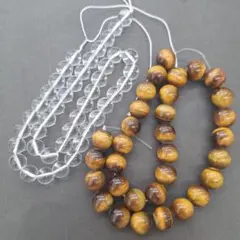 品質◎　天然石 タイガーアイ&水晶10㎜ 二連セット　111