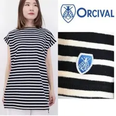 ORCIVAL ボーダー半袖ワンピース 1 チュニック 黒ブラック フランス製のサムネイル
