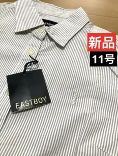 新品タグ付きEASTBOY イーストボーイ☆長袖シャツ☆ストライプ☆グレー/白L