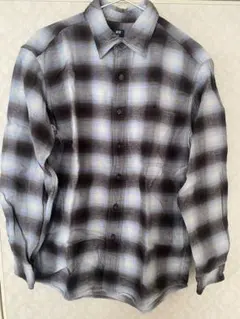 ユニクロ フランネルチェックシャツ Mサイズ 水色系