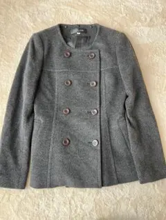 MICHELKLEIN ミッシェルクラン　アンゴラ混　ウールノーカラーコート　M