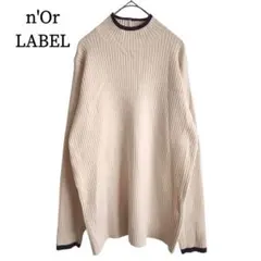 2507 n'Or ノアールレーベル ハイネック配色リブニット K ベージュ L