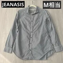 【JEANASIS】ジーナシス ストライプ柄 ラウンドヘム 長袖シャツ M相当