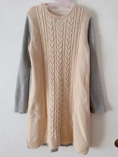 【BEAMS HEART】ケーブルニットワンピース アイボリー・グレー