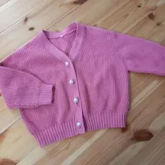GU　ピンク リブ編み カーディガン　110
