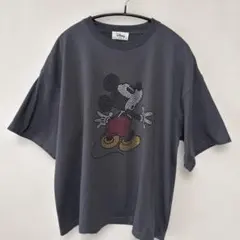 しまむら　ディズニー　ミッキーマウス　ラインストーン　Tシャツ グレー　M