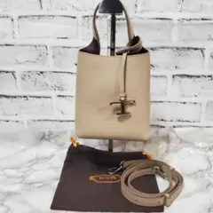 【美品】TOD'S トッズ Tタイムレス レザー 2WAYハンドバッグ ベージュのサムネイル