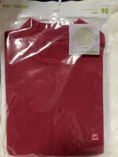 UNIQLO リブハイネックT 90 赤